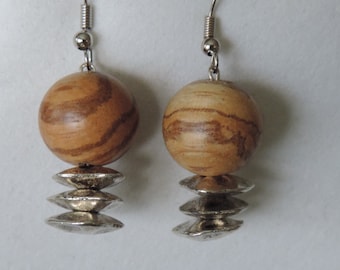 Olivewood Earrings, Wood Earrings,