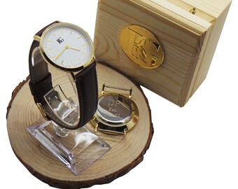 Personalised Watch Engraving Engraved Real Leather Wristwatch Luxury watch for Men Women Lady Gents Unisex Gift box Custom Secret Message