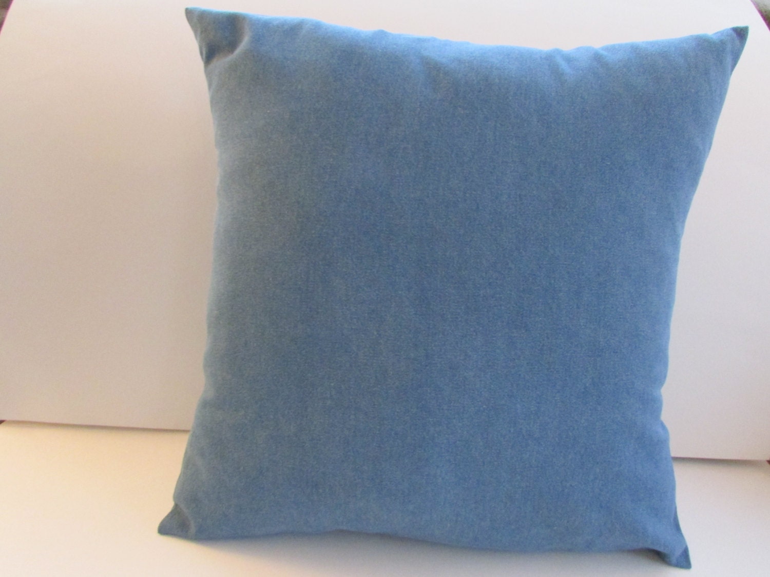 Light IndigoWashed Denim Pillow Cover Blue by PillowTalkWithCarol