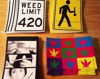 Weed Stickers (Set #1) - Cannabis Weed Ganja sticker - Dab Art - Pot Leaf leaves - 420 Print - Marijuana slaps - Bong Gear - blunt girl