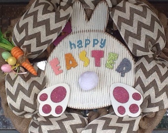 Easter Wreath, Chevron Wreath, Burlap Wreath, Spring Wreath