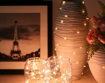 Free Shipping 30LED 10FT String Fairy Lights Warm White - Silver Wire Straud - Wedding Party Mason Jar Decoration LEDFLS-030-SWT