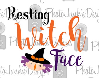 Cuttng File Resting Witch Face SVG PNG DXF digtal Files
