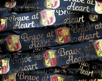 7/8" Wizard Inspired Grosgrain Ribbon Brave At Heart Black US Designer Ribbon