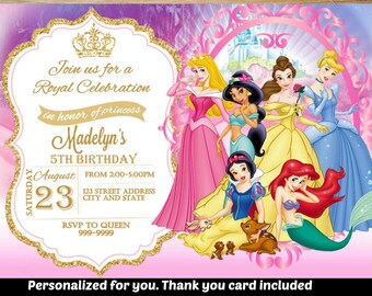 SUMMER SPECIAL- Princess Birthday Invitation,Princess Invitation,Princess Invite,Birthday Invitation,Princess