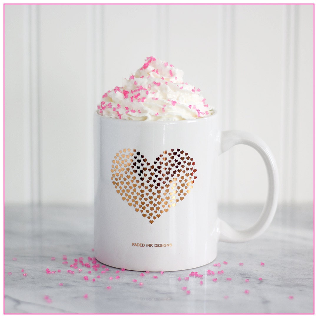 22 Karat Gold Heart Mug makeup mug Girly Coffee Mugs Cute