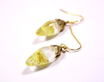 chandelier earrings yellow earrings gold drop earrings gifts/for/mom short earrings/for/girl real flower earrings yellow gift 14k gold Кю24