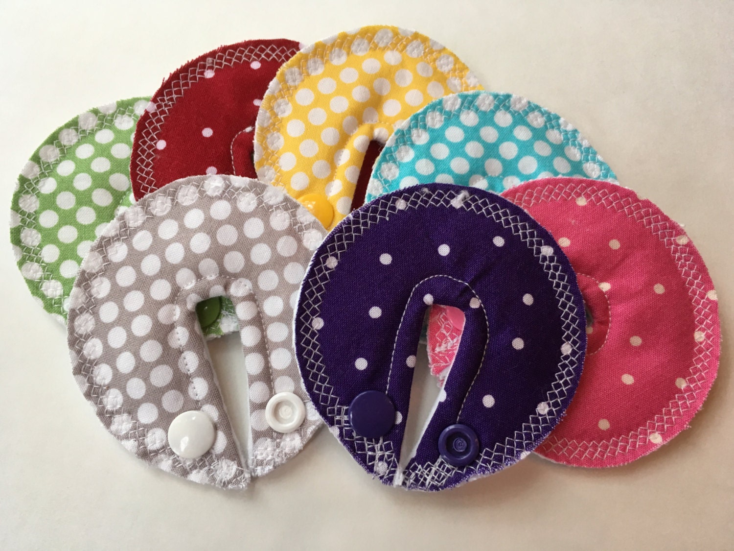 Feeding tube pads Set of SEVEN Polka Dots enteral feeding