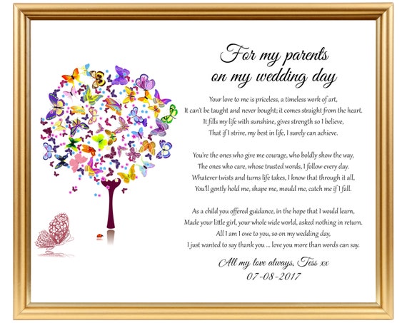 Wedding present to parents Poem to Dad From Bride to Mom