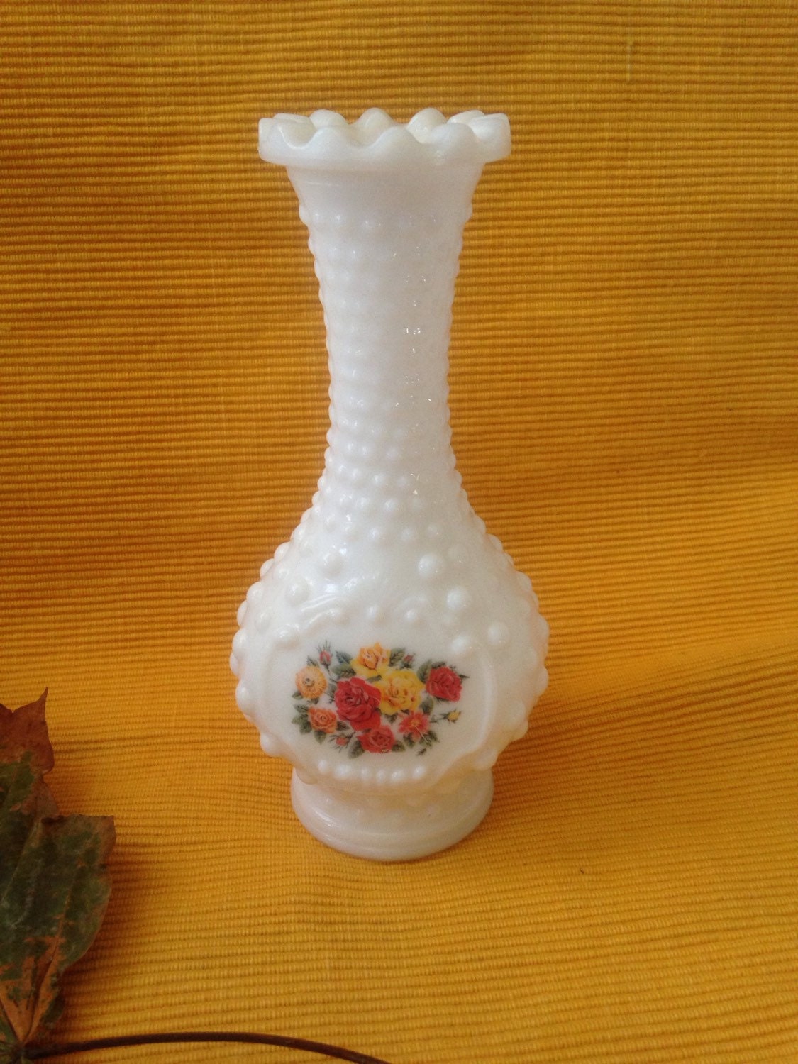 Avon hobnail milk glass vase