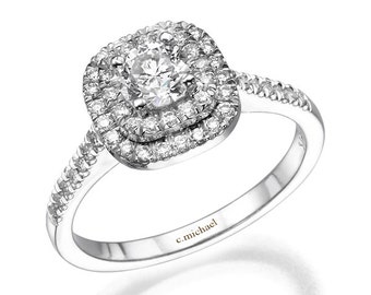 Engagement Ring, 14k white Gold, Diamond engagement Ring, Diamond Ring, Engagement Band, Art Deco Ring, Promise Ring, Anniversary Ring, Ring