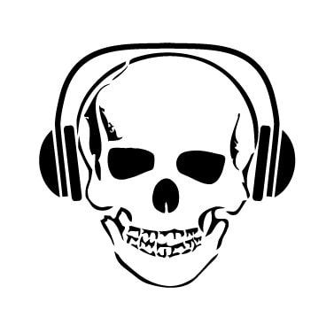 Skull with headset Instant Download for transfer print or