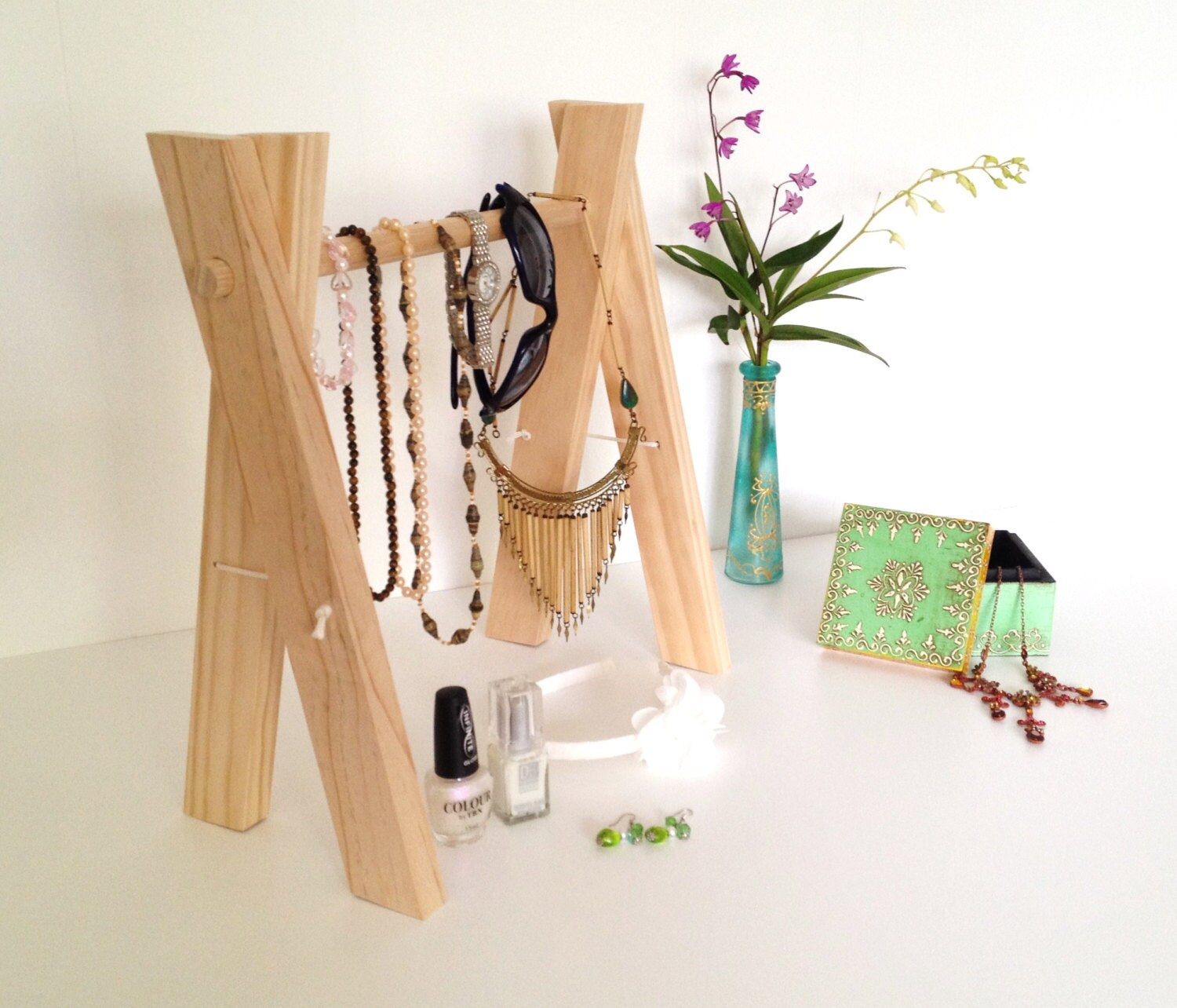 Wooden Jewellery Display Stand Accessory Rack Hair Accessory