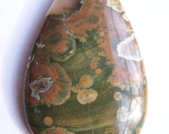 Rainforest Rhyolite Jasper pendant bead 49x31mm