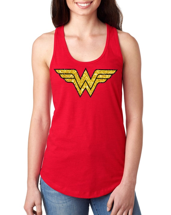 Womans Wonder woman tank top with shiny And