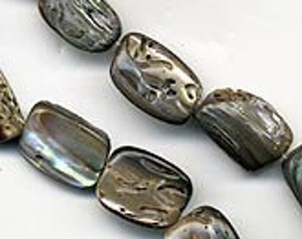 Rectagular abalone nugget beads, pkg of 6. b15-aba405(e)