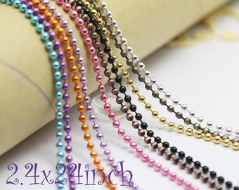 Ball Chain Necklace - 2.4mm 24inch Ball Necklaces with Connectors - Crafting Ball Chain - Dog Tag Chain - Charm Necklace -DIY Chain Necklace