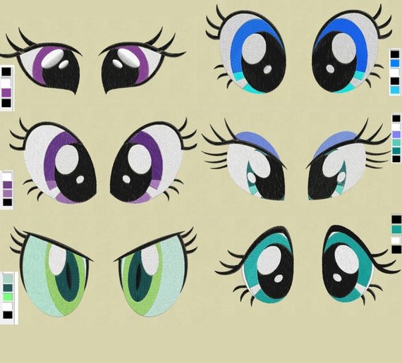 6 pairs eyes 3 sizes embroidery designs my little pony