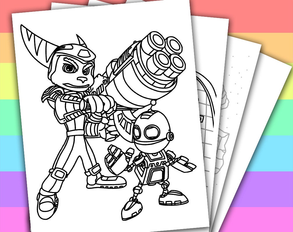 4 Coloring Pages Ratchet and Clank PS4 Game by PetiteMonkey