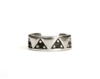Sterling Silver Ear Cuff Earring Aztec Triangle Dots Piramyds Ear Wrap Earrings Boho Jewelry - ECU002