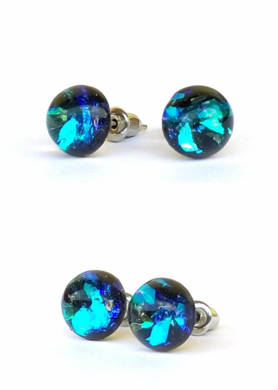 Items similar to Space stud earrings, post earrings, small stud, resin earrings, tiny stud, gift