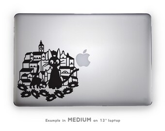 Vinyl decal "JIJI's TOWN" - Pick your color - Kiki's delivery's service - cute Jiji the cat - Ghibli - handmade - friend gift