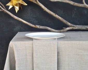 Rustic Linen Tablecloth, Eco friendly Tablecloth, Unbleached Linen Tablecloth, Organic Flax Tablecloth, European Linen, made in the USA