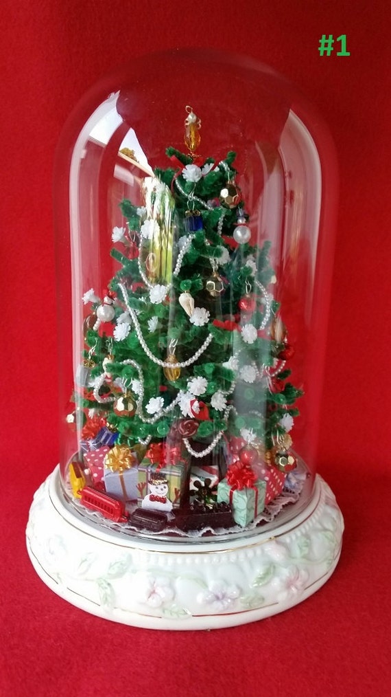 miniature chenille christmas tree and dome dollhouse scale miniature chenille christmas tree and dome dollhouse scale