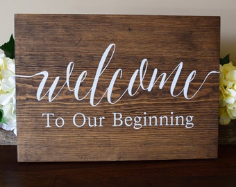 Rustic Wedding Sign, Rustic Wedding Decoration, Welcome To Our Beginning, Wedding Decor, Welcome Sign, Rustic Welcome