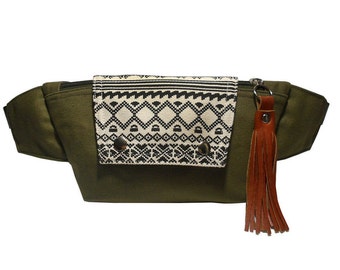 Dark Olive Green Thai Triangle Fanny packs/Boho bag/Thai Bag/ Hip Bag/crossbody bag/Bum bag/bags/Festival Fanny Pack/BUY 3 GET 1 FREE