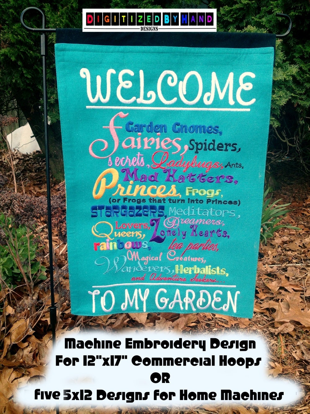 Garden flag embroidery design magical creatures embroidery Garden flag embroidery design magical creatures embroidery