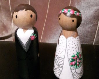 Wooden Peg Doll Cake Toppers