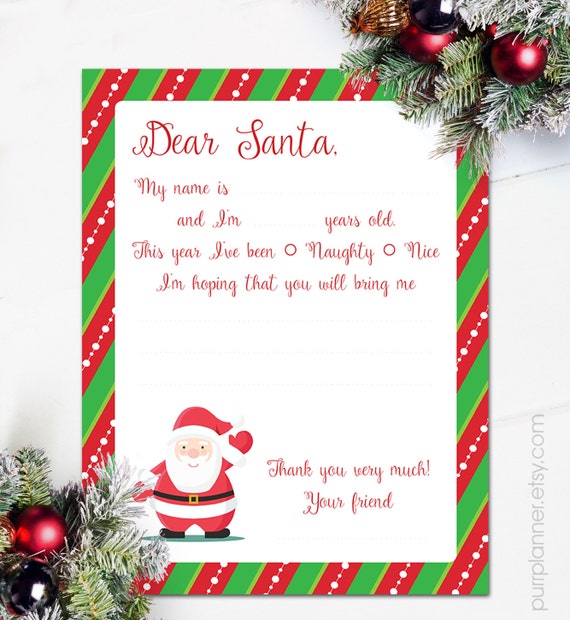 Printable letter to Santa Claus Dear Santa... christmas