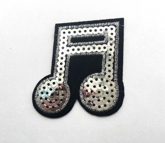 Music Note Sequin Iron on Patch M Sequin Musical Notes