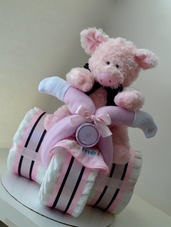 Girl Diaper Cake Tricycle Baby Shower by Julies2CuteCreations