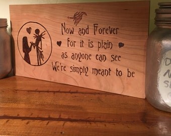 The Nightmare before Christmas, Jack and Sally, Simply meant to be, customized Wood Burn, Pyrography Art