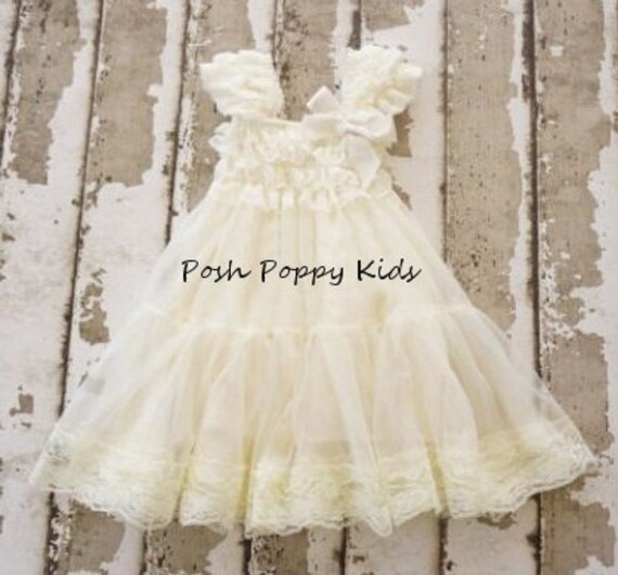 Items similar to Lace flower girl dress, Ivory flower girl dress