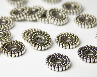 40 Pcs - 6mm Tibetan Silver Spacer Beads - Disc Spacers - Metal Spacer Beads - Jewelry Supplies