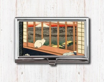 Japanese Cat Business Card Case, Business Card Holder, Card Case, Card Holder, Cat, Cat Lover, Cat Lover Gift, Japanese Print, Japanese Art