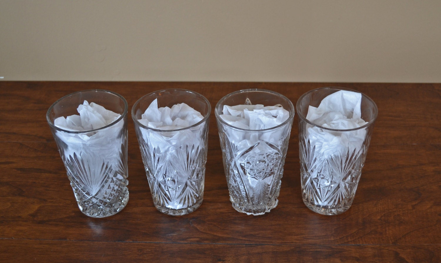 Set Of 4 Vintage Cut Glass Tumblers Each With It S Own