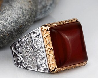 Agate Ring for Men Men's Ring 925 Sterling Silver by ATAjewels