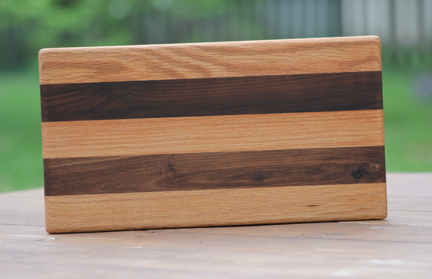 Reclaimed solid red oak/black walnut wooden cutting board