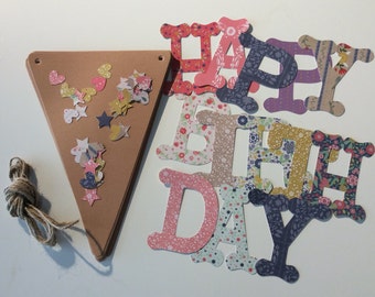 DIY - Rustic floral Happy Birthday Bunting kit