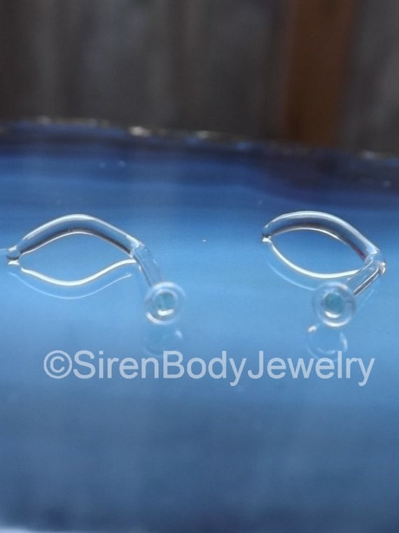 Nose piercing retainers 20g clear L bend by SirenBodyJewelry