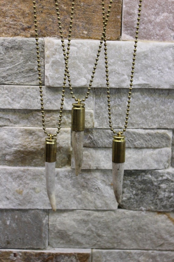 Handmade Premium Deer Antler Tip Bullet Necklace Rustic