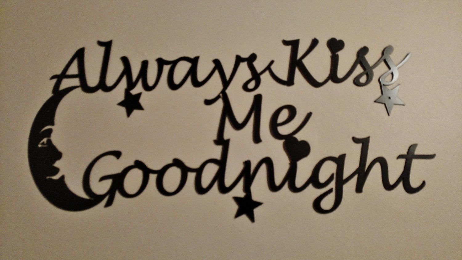 Always Kiss Me Goodnight Wall Art always kiss me goodnight stencil art, metal art, wall art, plasma Always Kiss Me Goodnight Wall Art always kiss me goodnight stencil art, metal art, wall art, plasma