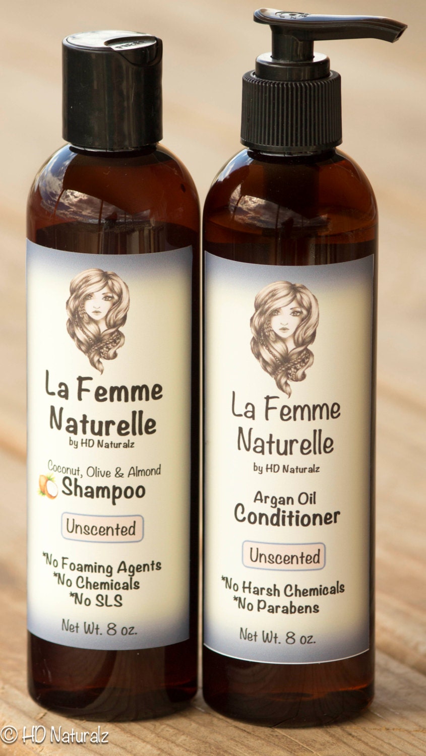 Unscented Shampoo and Conditioner Chemical Free Hair by HDNaturalz