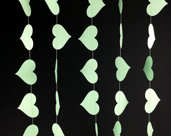 Mint Heart Garland - Mint Green Heart Garland, Mint Garland, Pastel Green Garland, Mint Wedding Decor, Mint Party Decoration GH063Mnt