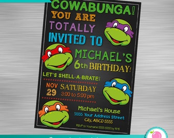 Ninja Turtles Invitation, Turtles Invitation, Teenage Mutant Ninja Turtles Invitation, TMNT Invitation, DIY Ninja Turtles Invitation