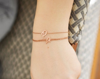 Tiny Gold Letter Friendship Bracelet. 14k Matt Gold Plated